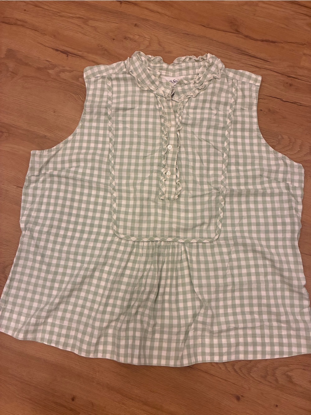 NorthStyle Sleeveless Gingham One-Piece in Light Green and White